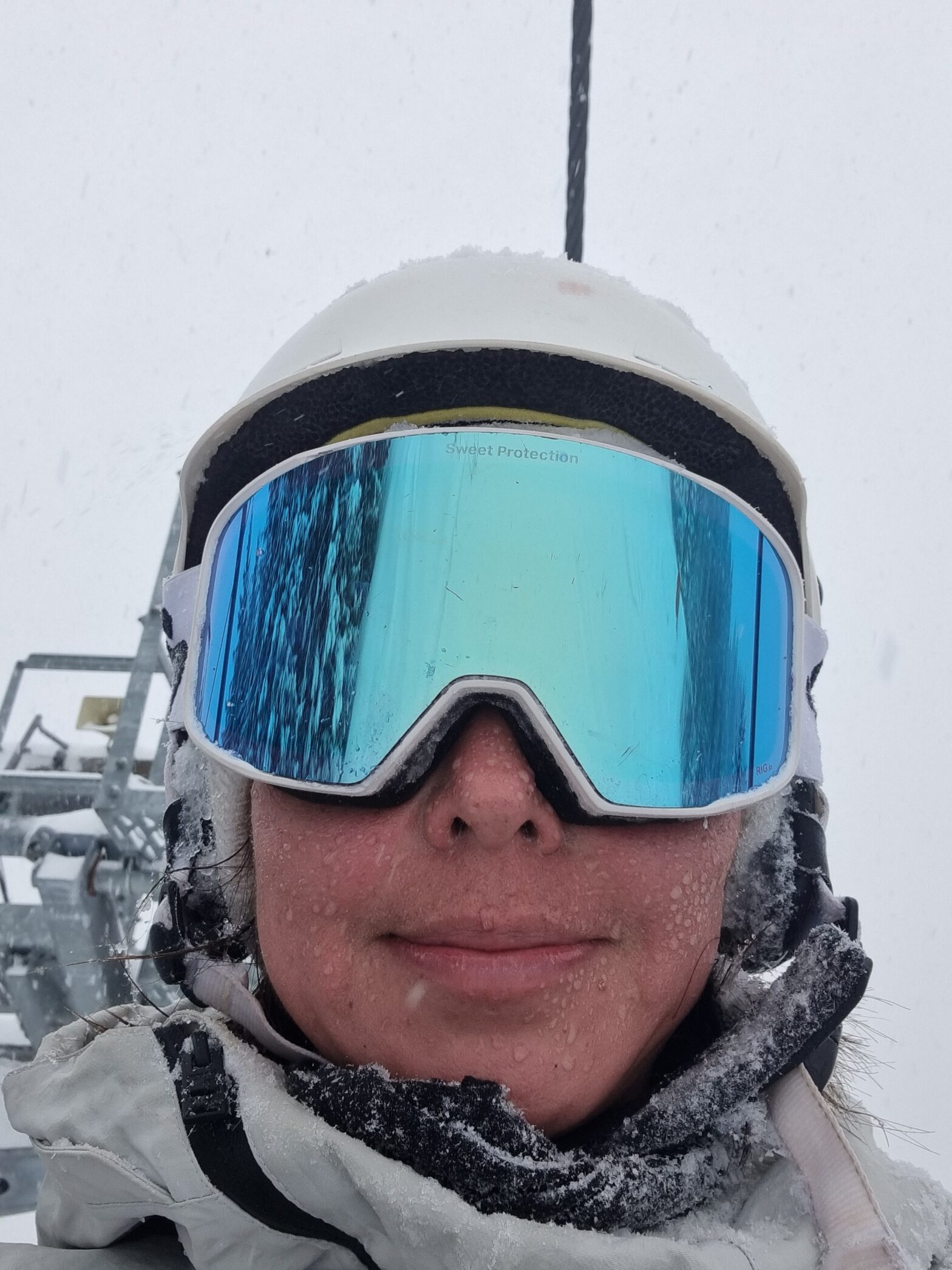 Skier in snowing weather